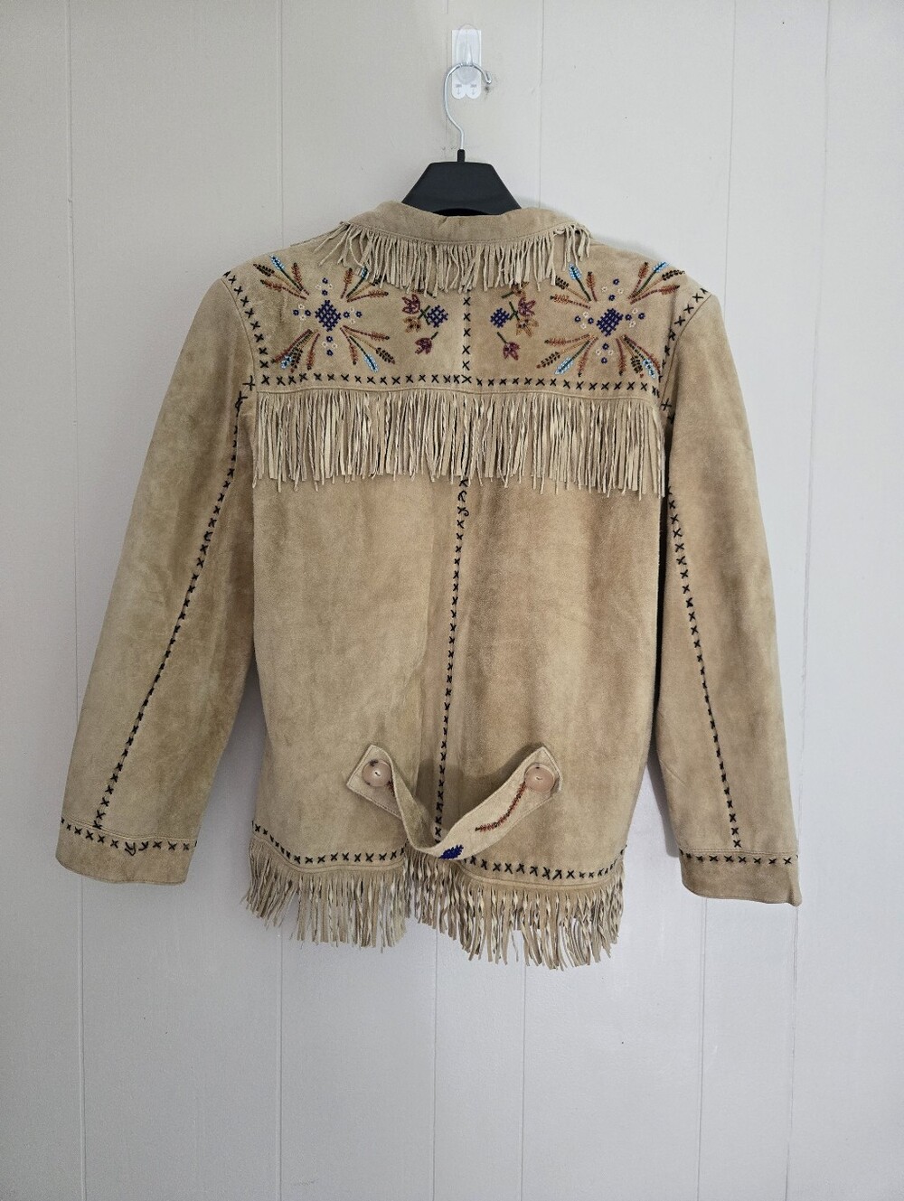 Vintage Double D Ranch Fringe Suede Leather Jacket Beaded Embroidery Western L - Picture 5 of 16